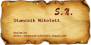 Stancsik Nikolett névjegykártya